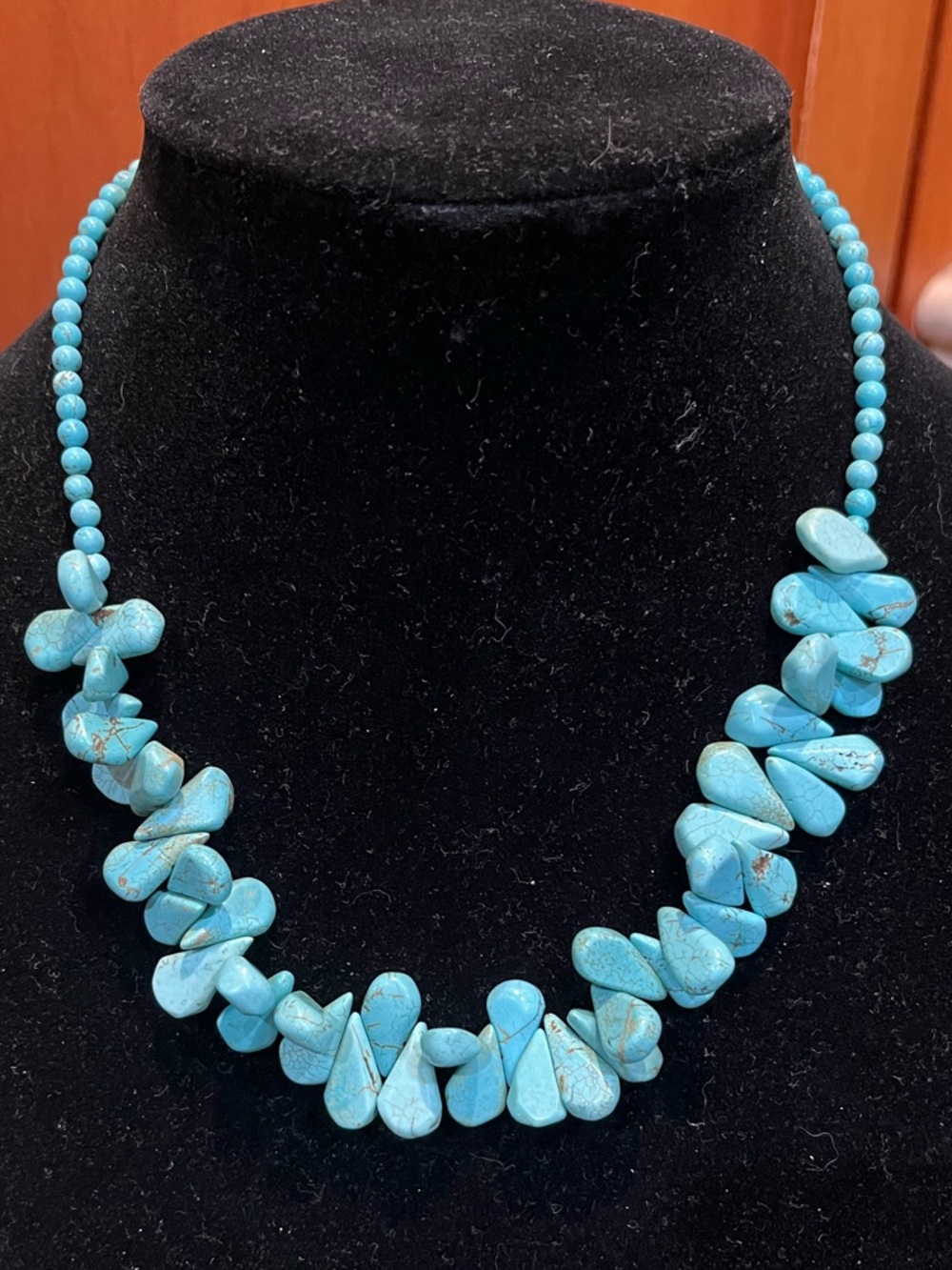 Vintage H.D.N.Y. Henry Design NY Turquoise Dyed Magnesite Teardrop Necklace